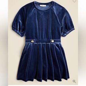Jcrew Girls blue button-waist velvet dress size 8 excellent condition